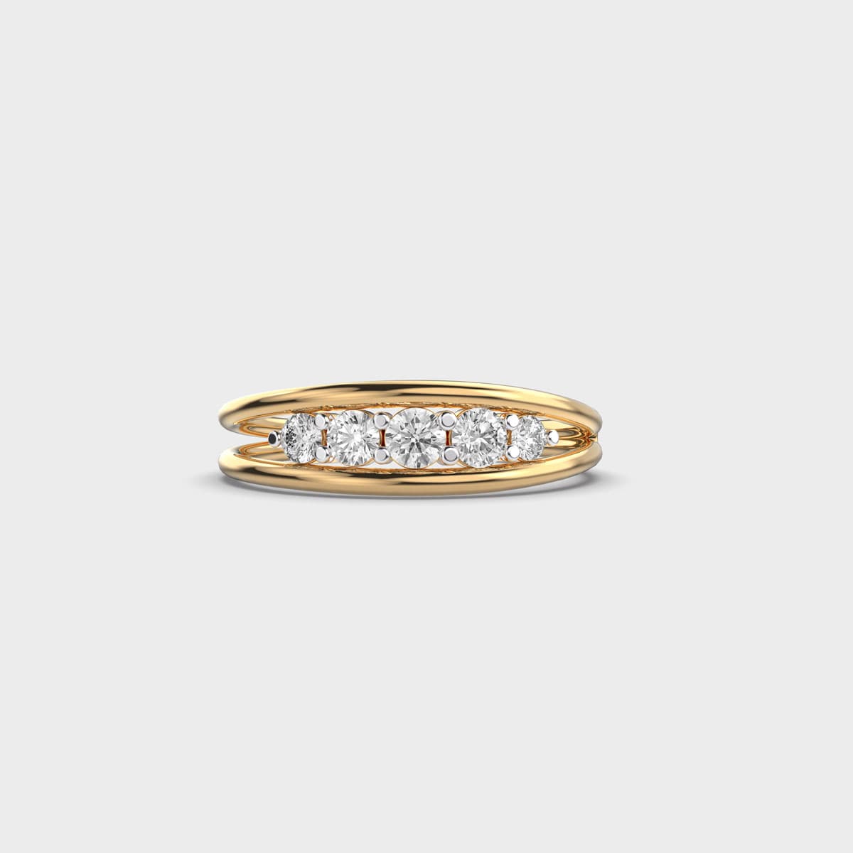 Twin Rail Quintet Diamond Ring