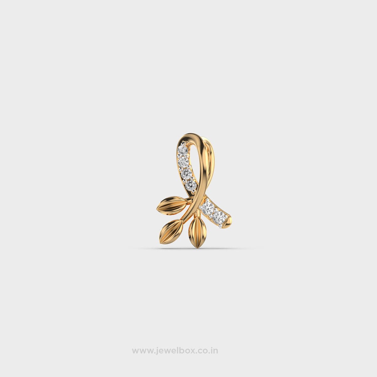 Leafy Ribbon Diamond Pendant (Without Chain)