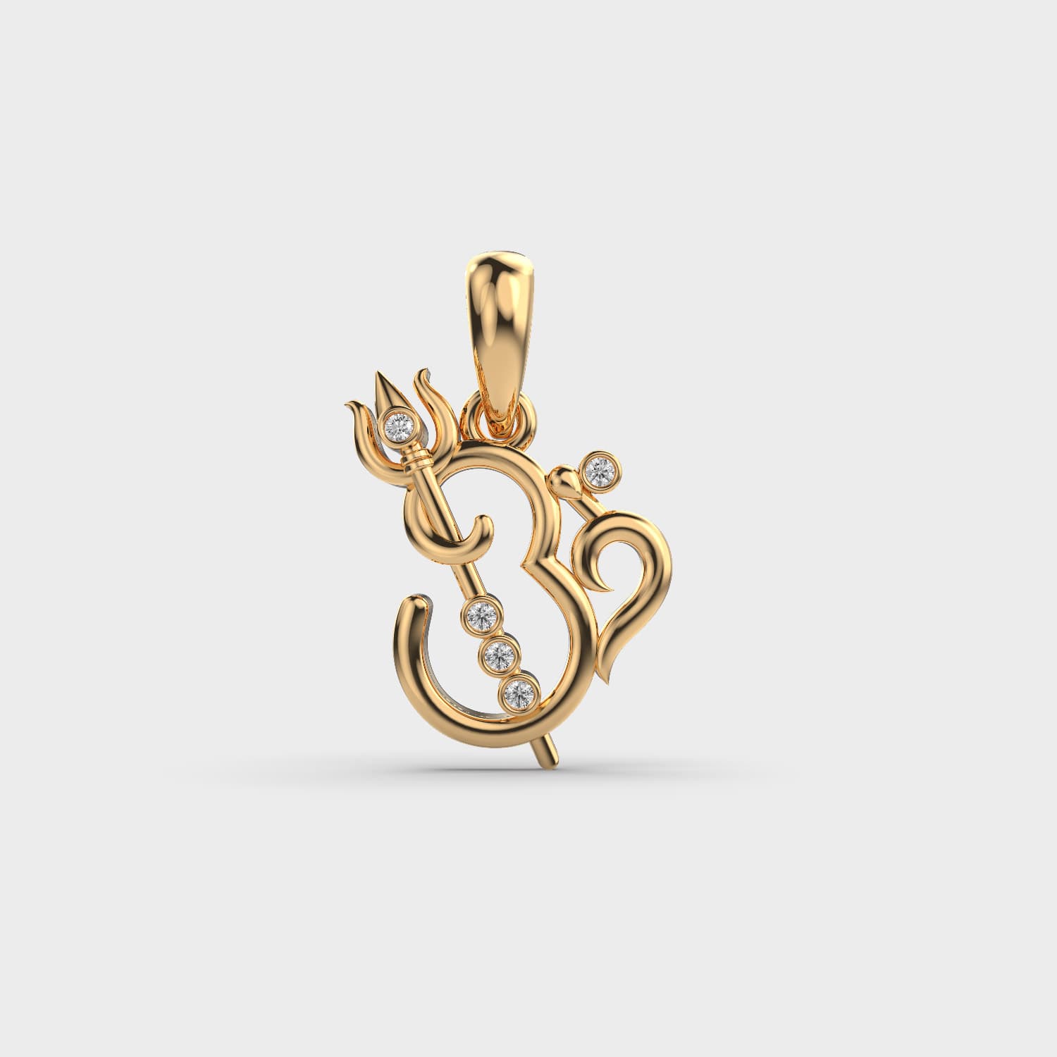 Trishul Wrapped Om Diamond Pendant (Without Chain)