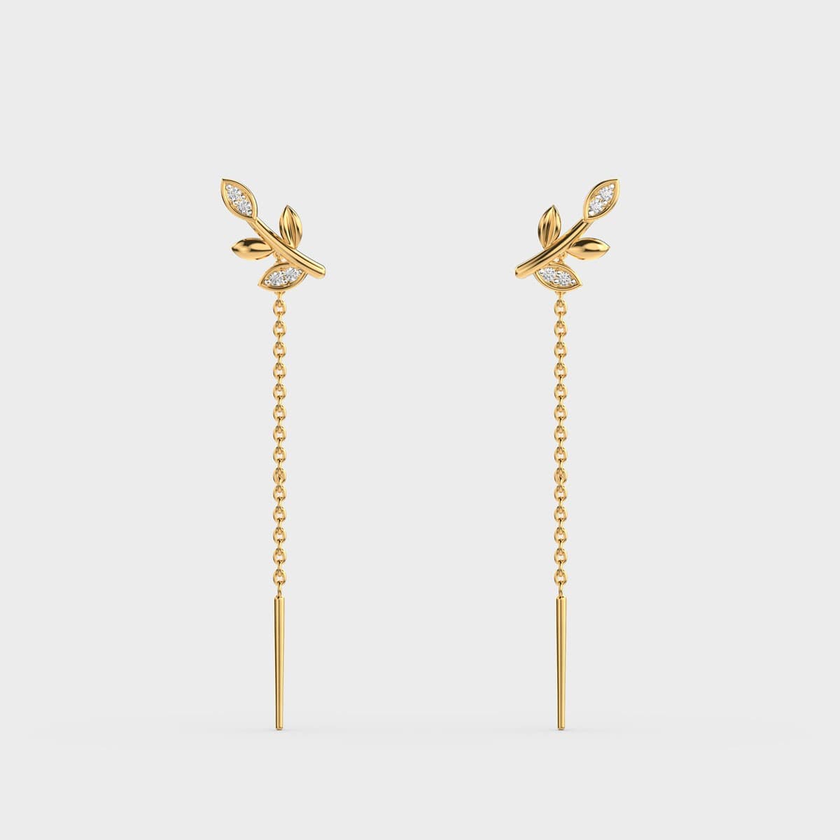 Botanical Leaf Diamond Sui Dhaga Earrings